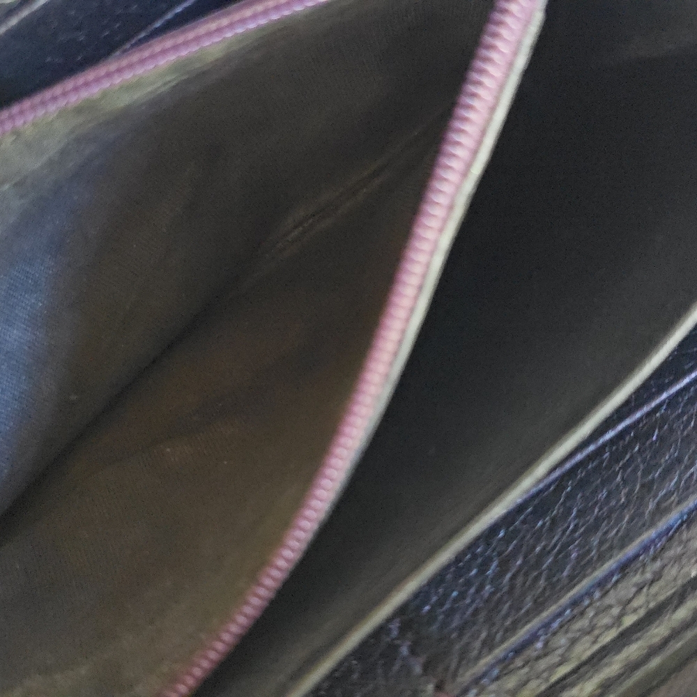 GUCCI Bamboo Tassel Leather Zip Round Wallet Blue Metallic - Picture 11 of 15